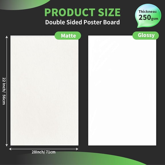 100Pcs White Poster Board 22"X28"