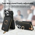 thumbnail image 6 of ELEHOLD for iPhone 15 Pro Max Luxury Leather Wallet Case with Back Flip Card Slots RFID Blocking Zipper Cash Pocket Stand Function Ring Holder Support Magnetic Car Mount Shockproof Case,black, 6 of 9
