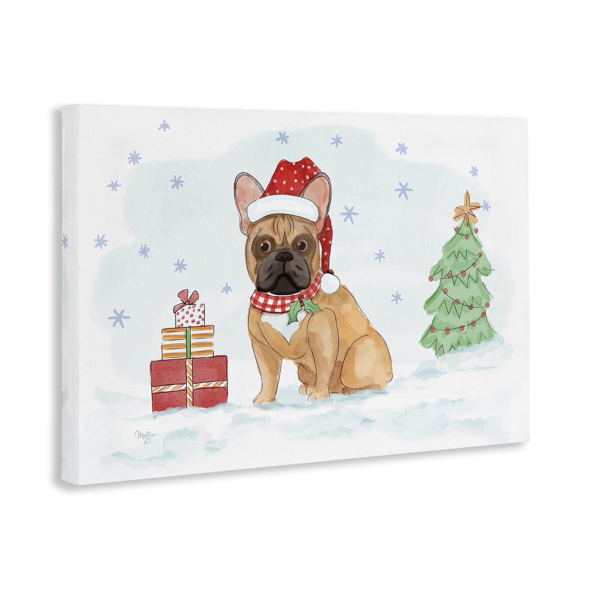Stupell Industries Holiday Dog in Snow Holiday Painting Gallery Wrapped Canvas Art Prints Wall Art, 30 x 20