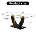thumbnail image 4 of Modern Rectangle Dining Table with 0.31-inch tempered glass table top ,Dinner Room Table with Double U-shaped Base and Medium Density Board Legs ,Minimalist Table for Kitchen Dining Room,Black, 4 of 8