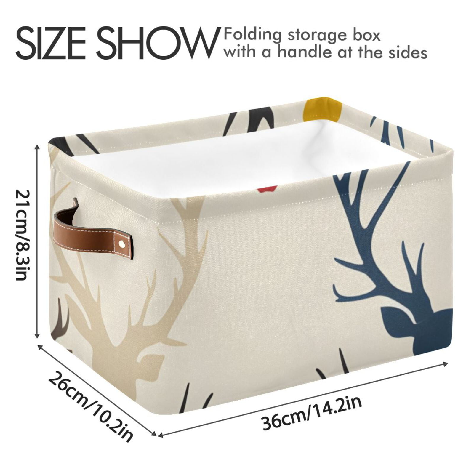 Print Antlers Deer Head Storage Bins Baskets With Handles Storage Box Clothes Organizer Organization Toys