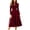 Wine 37, variant on Karymi Stand‑Collared V‑Neck Long‑Sleeve Solid Midi Dresses for Women, High‑Waist A‑Line Formal Dress