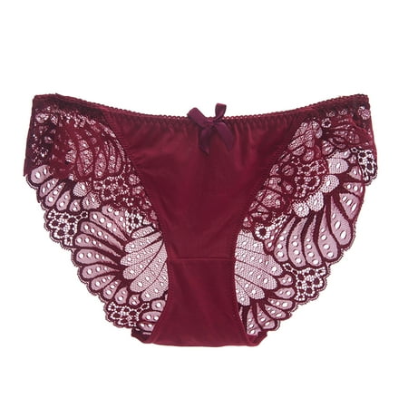 

huanledash Women Panties Low Waist Lace Breathable See-through Bow-knot Seductive Soft Thin High Elasticity Lady Briefs for Inner Wear