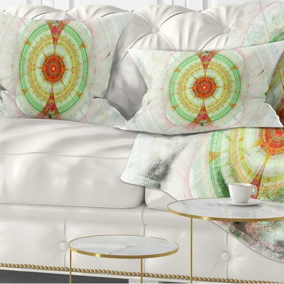Designart Cabalistic Fractal Green Sphere - Abstract Throw Pillow - 12x20