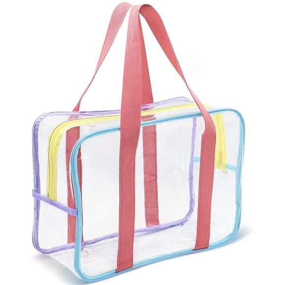 Formypet Clear Makeup Bags Large Travel Toiletry Bag for Women Transparent Bag Clear Cosmetic Bags with Handle Bathroom Organizer (Rainbow)