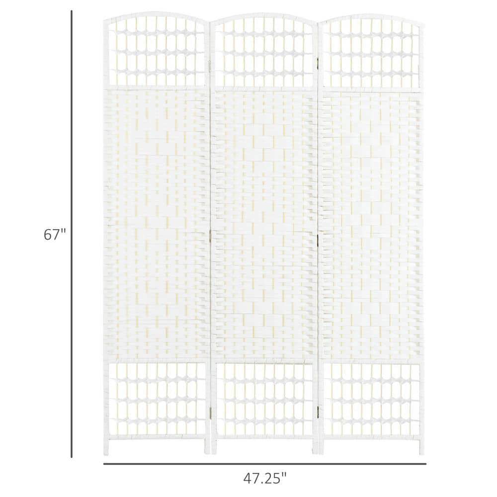 Spaco 3 Panel Portable and Folding Room Divider, Privacy Screen Wave Fiber Room Partition for Indoor as Living Room, Entryway, White