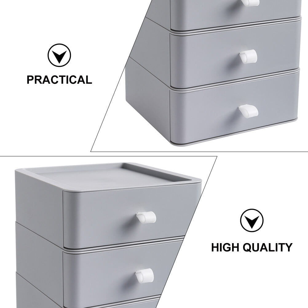 OFFIGAM Grey Plastic Desk Organizer with 3-Tier Storage for Home and Office, Multi-Functional Desktop Organizer, 1 Piece