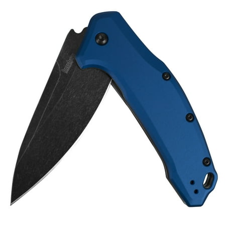 Tone Base Metal Links - Kershaw Link Blue Aluminum BlackWash Pocket Knife (1776NBBW); 7.6” 420HC Stainless Steel Blade and Machined Aluminum Handle with SpeedSafe Assisted Opening, Liner Lock, Reversible Pocketclip; 4.8 OZ.