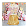 thumbnail image 1 of 6Ft Table Skirt for Round Rectangle Square Table Sequin Tablecloth for Birthday Party Family Baby Shower Gold, 1 of 6