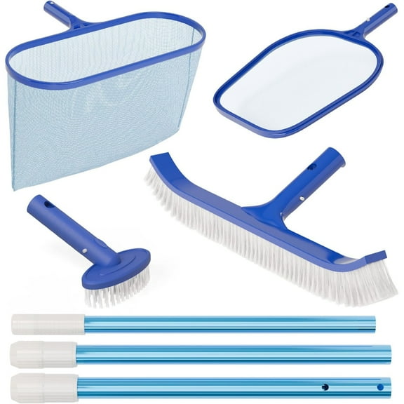 VINGLI Pool Cleaning Kit,Pools Maintenance Kits with Pool Net, Pool Brush, 5 FT Telescopic Pole, Skimer Net and SPA Brush for Inground & Above Ground Swimming Pools (5 in 1)