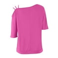 thumbnail image 5 of Womens Fashion Summer Tops Solid Color Casual One Shoulder Strap Short Sleeve Blouses for Women Trendy, 5 of 6