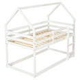 thumbnail image 2 of Aukfa Twin-over-Twin Bunk Bed - Wood Bunk Bed with House Roof for Kids - White, 2 of 8