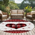 thumbnail image 5 of Happy Valentine's Washable Round Area Rug 8 ft, Day Buffalo Plaid Love Heart Wood Grain , Soft Non Slip Rugs Stain Repellent Indoor Felt Carpet for Living Dining Room Bedroom Home Office, 5 of 9