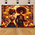 thumbnail image 1 of Tapiz para colgar en la pared con diseño de pareja de esqueletos del Día de los Muertos, 150 x 130 c, 1 of 3