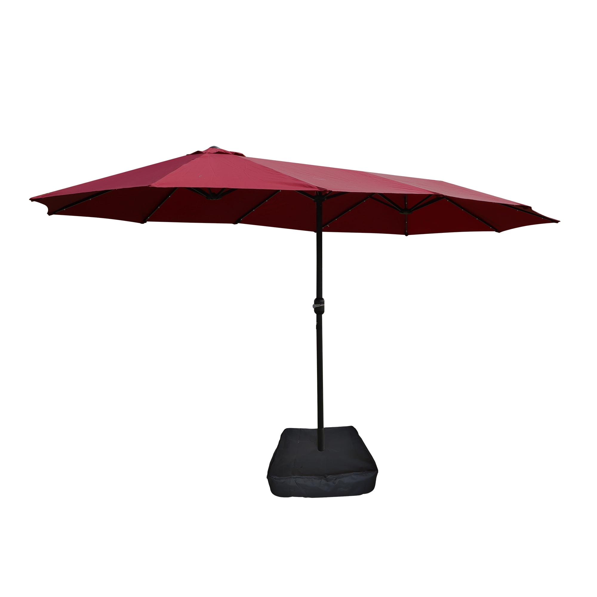 Patio Umbrella, 15x9 FT Double Sided Rectangular LED Umbrella for Garden Poolside Backyard, Red