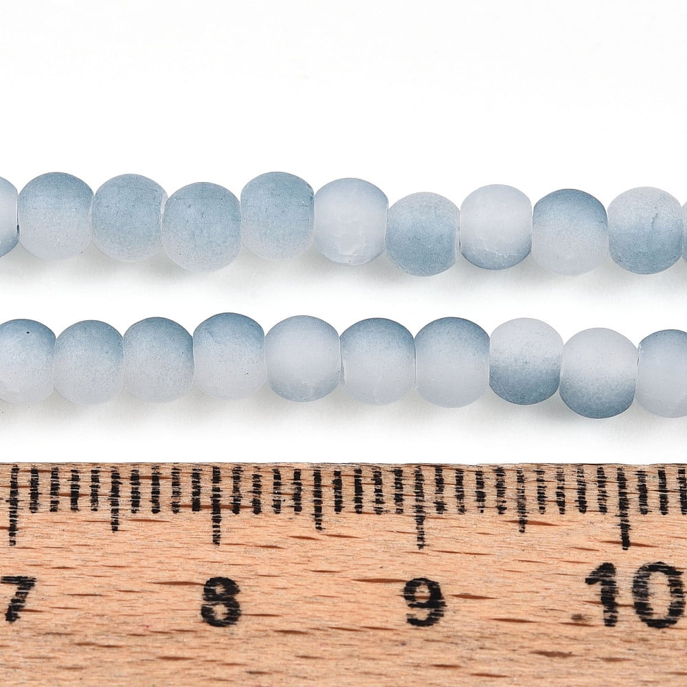 20strands Crackle Glass Beads Strands Round Two Tone Frosted Light Steel Blue 4~4.5x3~4mm Hole: 0.9mm about 215~221pcs/strand 30.31~31.50 inch(77~80cm)