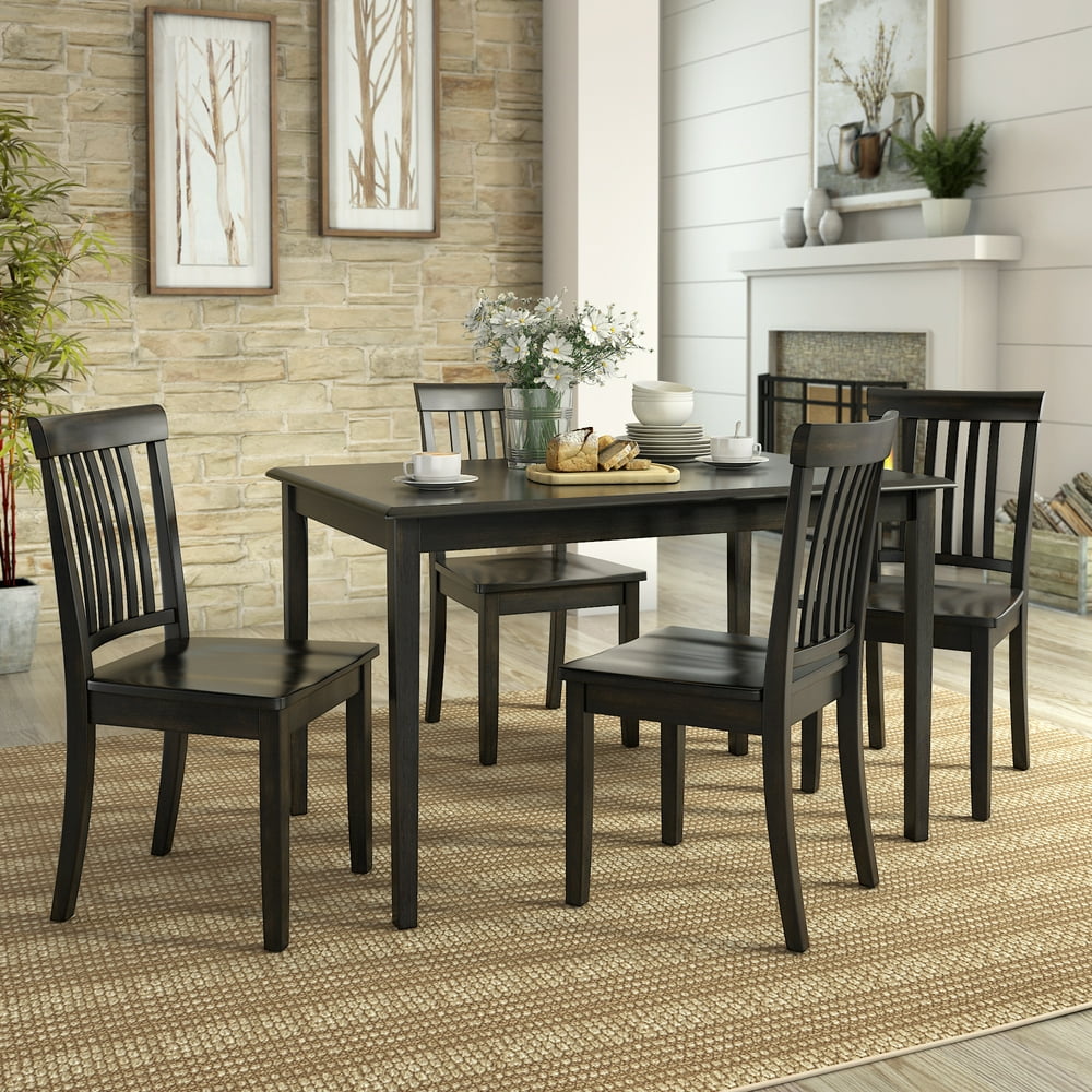 Lexington 5Piece Wood Dining Set with 4 Mission Back Chairs, Black