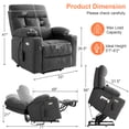 thumbnail image 6 of Triple Motor Power Lift Recliner with Massage and Heat, Electric Recliner Chair for Elderly, Adjustable Headrest, Infinite Position, Cup Holders, USB Ports, Grey, 6 of 11