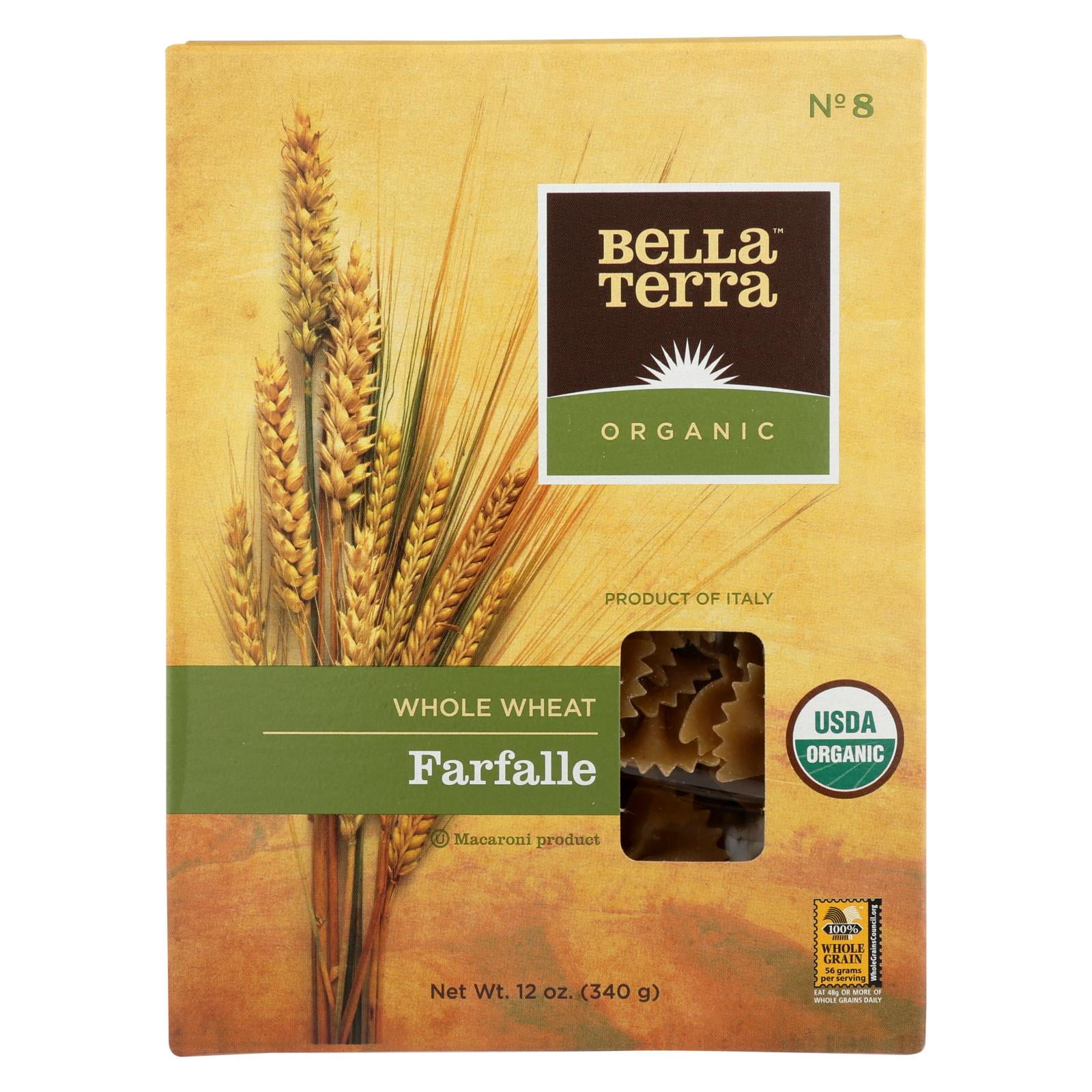 Bella Terra Organic Whole Wheat Pasta Farfalle Case of 12 12 oz