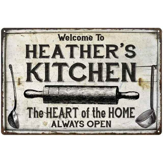 HEATHER'S Kitchen Farmhouse Sign 16 x 24 Matte Finish Metal 116240033056