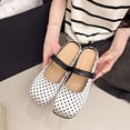 thumbnail image 6 of oqasdz Casual Shoes for Women Lightweight Lace Front Polka Dot Pattern Ballet Shoes Elegant Low Heel Round Toe Ladies Daily Wear Summer Outdoor, 6 of 7