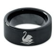thumbnail image 2 of Tungsten Swan Bird Anatidae Cygnus Swimming Band Ring 9mm Men Women Comfort Fit Black Flat Cut Brushed Polished, 2 of 4