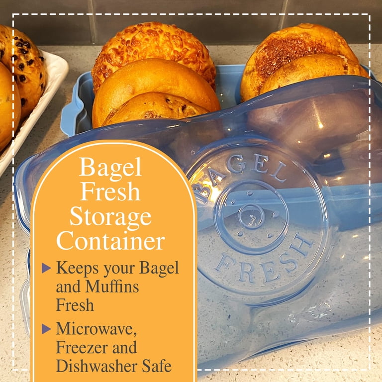 Round Bread Box With Airtight Lid - Microwaveable Food Storage Container For Bagels, Bread, Snacks, Kitchen Organizer
