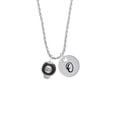 thumbnail image 2 of Delight Jewelry Silvertone Black 8 Ball Spinner Silvertone Script Initial Disc - O - Charm Necklace, 20"+3", 2 of 4