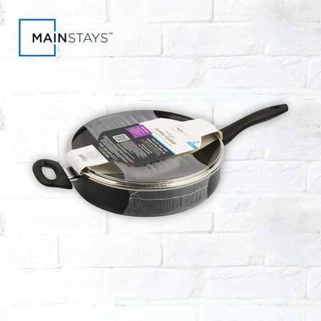 Mainstays 4-Quart Non-Stick Jumbo Cooker with Glass Lid, Black