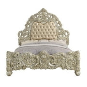 Acme Sorina Eastern King Bed Synthetic Leather & Antique Gold