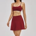thumbnail image 2 of PISONIC Womens 2 Piece Skirt Set Workout Outfits Tennis Skirts with Built-in Shorts and Spaghetti Strap Sports Bra Gym Yoga Set, 2 of 6