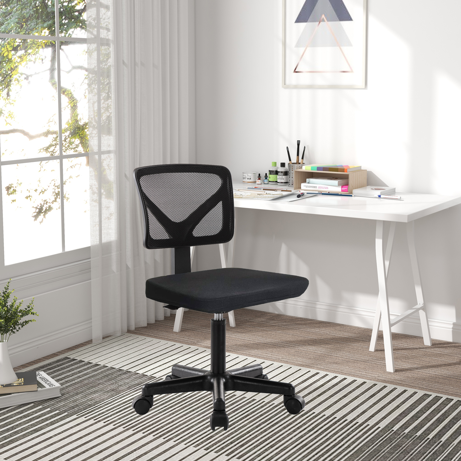 Home Office Armless Ergonomic Mesh Computer Desk Chair Height Adjustable