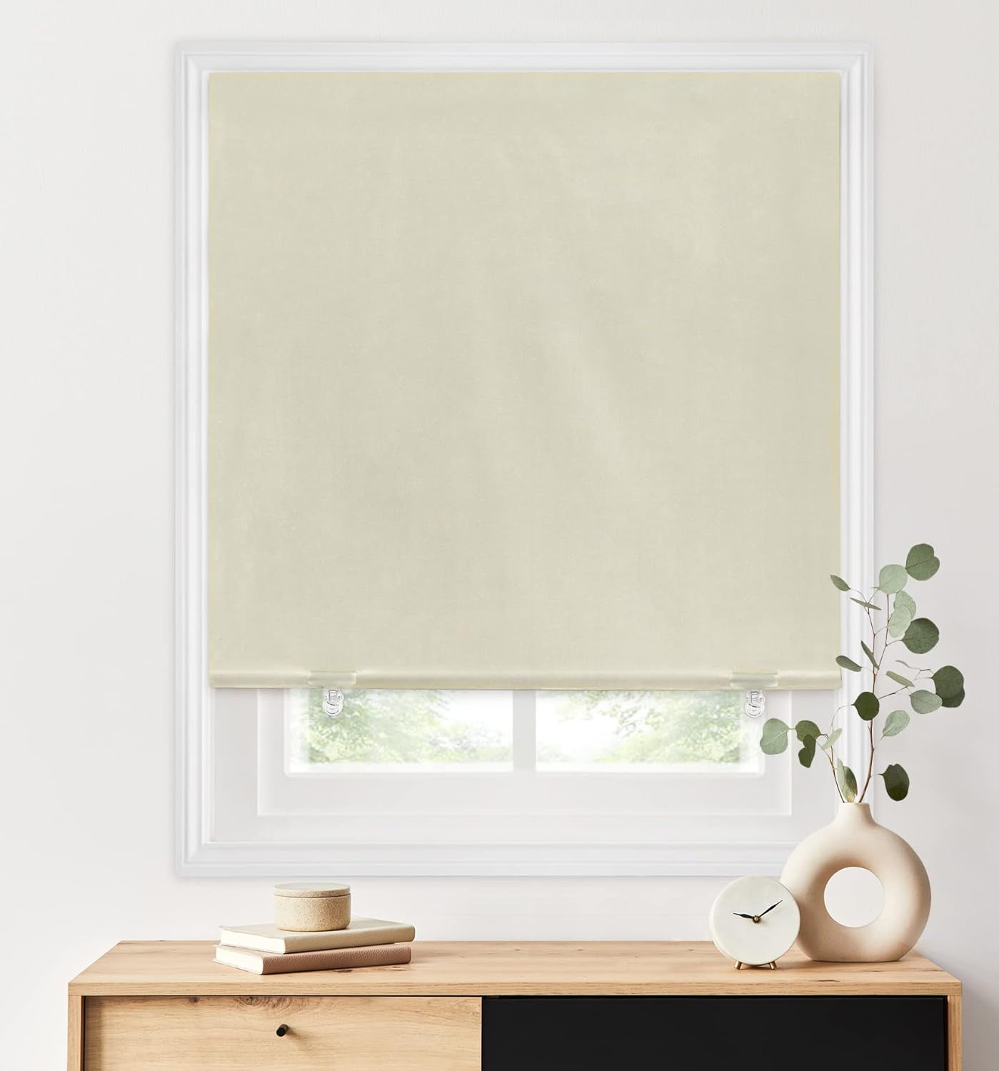 Blackout Roller Shades Cordless No Drill Thermal Insulated UV Protection Privacy Window Blinds for Bedroom 36x72 Cream