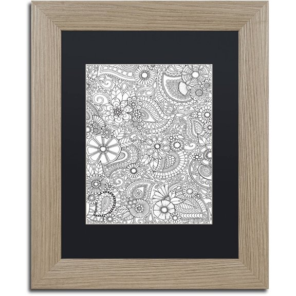Trademark Fine Art "Paisley Blooms" Canvas Art by Hello Angel, Black Matte, Birch Frame