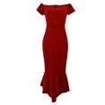 thumbnail image 3 of Jdlsppl Women's Formal Dress Slim Fit Off the Shoulder Ruffle Mermaid Cocktail Party Wedding Guest Bodycon Dinner Evening Long Fishtail Dresses Red 4, 3 of 3