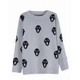 thumbnail image 4 of Halloween Sweaters for Women Skulls Printed Trendy Pullover Sweaters Casual Knit Crewneck Sweater Tops Shermie, 4 of 6