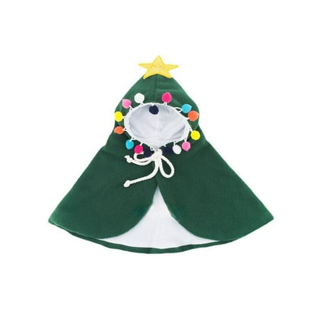Christmas Pet Cape for Cats and Small Dogs Festive Hooded Cloak with Christmas Tree Design Adjustable Pet Costume for Holiday Parties Photos Seasonal Pet Fashion