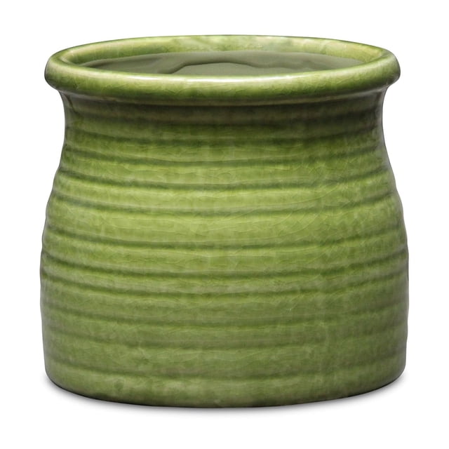 Maceta de cerámica Cheung's Kifon, curva, color verde oliva medio