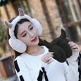 thumbnail image 3 of Eoperou Winter Earmuff Foldable Plush Horn Decoration Solid Color Fluffy Keep Warm Thick Unisex Costume Prop Lady Winter Ear Cover Winter Headdress, 3 of 8