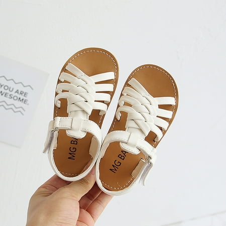 

TOWED22 Toddler Sandals Boys Toddler Sandals Girls Baby Boys Leather Shoes Children Strap Crossed Beach Toddler Girls Shoes White