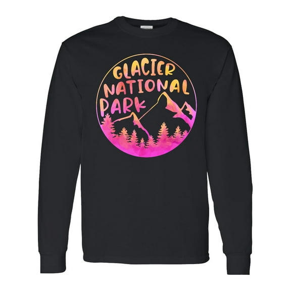 Inktastic Glacier National Park Montana Pink Mountains Long Sleeve T-Shirt