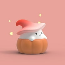 Djunllk Ghost Pumpkin Night Light - Adorable Silicone Ghost Lamp Tap to Adjust Brightness Halloween Lights Indoor Battery-Powered Rechargeable Cute Office Desk Halloween Decor for Woman and Kids