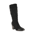 thumbnail image 4 of WHITE MOUNTAIN Womens Black Cushioned Ruched Trunell Stacked Heel Zip-Up Heeled Boots 8 M, 4 of 6