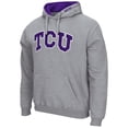 thumbnail image 2 of Men's Colosseum Heather Gray TCU Horned Frogs Arch & Logo 3.0 Pullover Hoodie, 2 of 3
