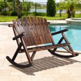 thumbnail image 4 of OverPatio 38in Wooden Rocking Chair for 2, Carbonized Rustic Outdoor Garden Seat Comfortable Backyard Swing Bench, 4 of 11