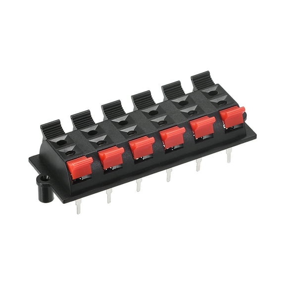 12 Way  Spring Speaker Terminal Clip Push Release Connector Audio Cable Terminals Strip Block Black Red WP12-03, 1Pcs