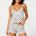thumbnail image 2 of MEZZALL Women Pajama Sets Polka Dot V-Neck Bow Lace Camisole Shorts Sleepwear Summer 2 Piece Relaxed Fit Homewear, 2 of 4