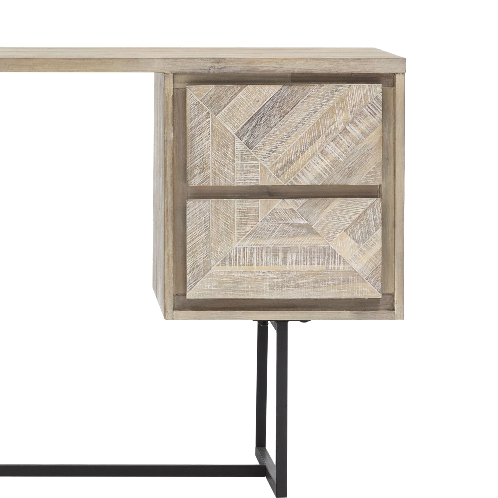 2 Drawer Desk in Natural Acacia Wood