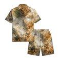 thumbnail image 5 of Mens 2 Pieces Set Texture Print Short Sleeve Shirt and Shorts Resort Wear Summer Vacation Beach Matching Outfits, 5 of 6