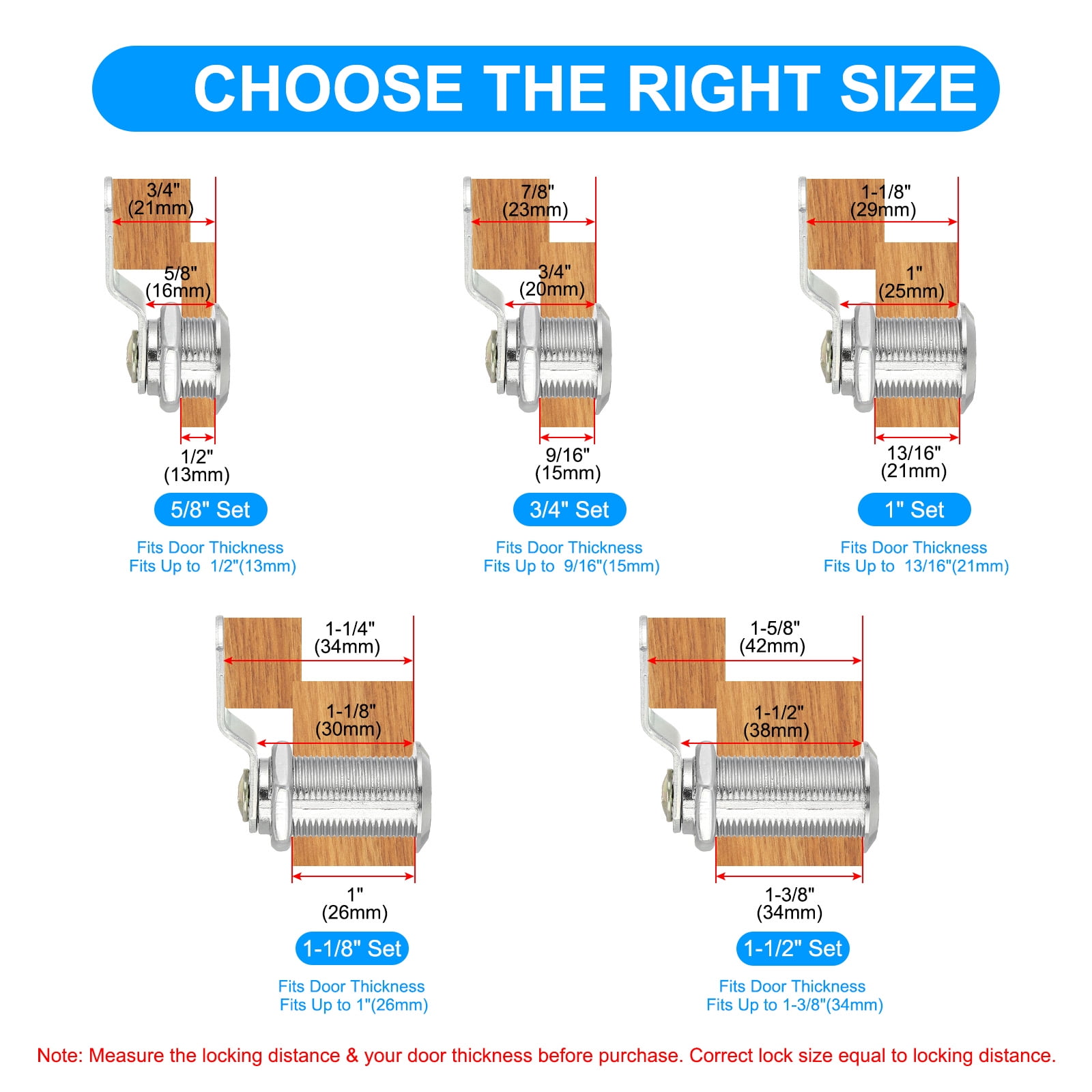 Uxcell Keyed Alike Cabinet Locks 1/8 Inch with Key for RV Drawer Storage, Silver 8 Pack